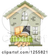 Poster, Art Print Of Bankers Hand Holding Money Out From A House