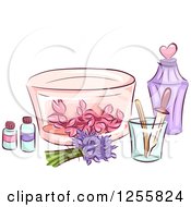 Still Life Of Herbal Oils Flowers And Perfume Accessories