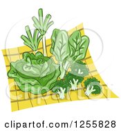 Poster, Art Print Of Green Veggies On A Yellow Cloth