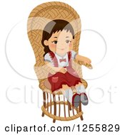 Clipart Of A Doll In A Rattan Chair Royalty Free Vector Illustration