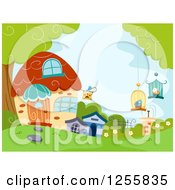 Poster, Art Print Of Cute Cottage Or Pet Shop With Bird Cages