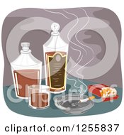 Smoking Cigarette And Pack With Alcohol