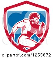 Retro American Football Player Running In A Shield
