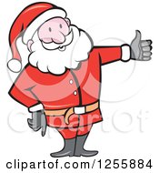 Poster, Art Print Of Cartoon Santa Holding A Thumb Up