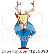 Poster, Art Print Of Cartoon Deer Businessman Standing In A Suit