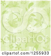 Green Hibiscus Flower And Stripes Background