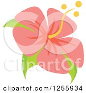 Clipart Of A Pink Hibiscus Flower Royalty Free Vector Illustration