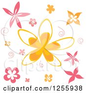 Poster, Art Print Of Pink And Orange Flower And Swirl Background