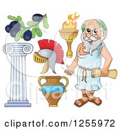 Poster, Art Print Of Greek Man And Items