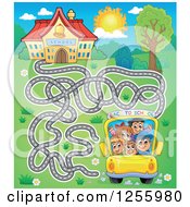 Poster, Art Print Of School Bus Maze And Building