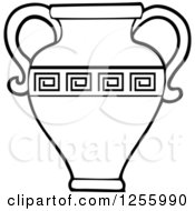 Clipart Of A Black And White Greek Water Jug Royalty Free Vector Illustration
