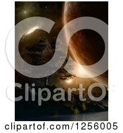 Poster, Art Print Of 3d Fictional Sky Over A Lake And Tree At Night