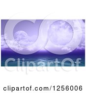 Poster, Art Print Of 3d Fictional Ocean With Purple Sky And Planets