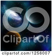 3d Backgorund Of Fictional Planets And Galaxies