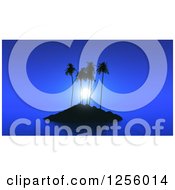 Poster, Art Print Of 3d Tropical Island With Calm Seas At Night