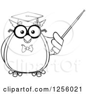 Poster, Art Print Of Black And White Wise Professor Owl Using A Pointer Stick