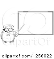 Poster, Art Print Of Black And White Wise Professor Owl Pointing To A Chalkboard