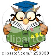 Poster, Art Print Of Wise Professor Owl Reading An Alphabet Book