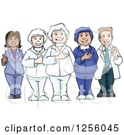 Clipart Of A Sketched Medical Team Royalty Free Vector Illustration by David Rey