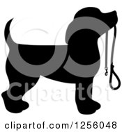 Black Silhouetted Beagle Dog Waiting With A Leash