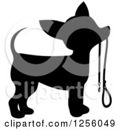 Poster, Art Print Of Black Silhouetted Chihuahua Dog Waiting With A Leash