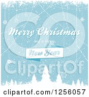 Poster, Art Print Of Blue Winter Background With Merry Christmas And A Happy New Year Text