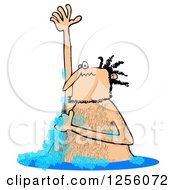 Poster, Art Print Of Hairy Man Lathering Up And Bathing In A Stream