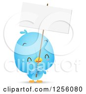 Poster, Art Print Of Cute Bluebird Holding Up A Blank Sign