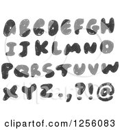 Clipart Of Black Hand Drawn Capital Alphabet Letters Royalty Free Vector Illustration