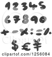 Clipart Of Black Hand Drawn Numbers And Math Symbols Royalty Free Vector Illustration