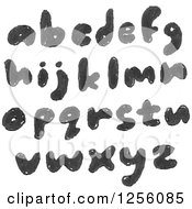 Clipart Of Black Hand Drawn Lowercase Alphabet Letters Royalty Free Vector Illustration