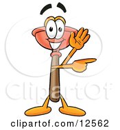 Clipart Picture Of A Sink Plunger Mascot Cartoon Character Waving And Pointing by Toons4Biz