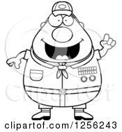 Poster, Art Print Of Black And White Chubby Male Scout Master With An Idea
