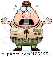 Poster, Art Print Of Scared Screaming Chubby Male Caucasian Scout Master