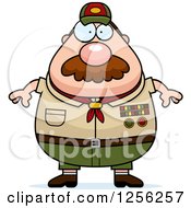 Clipart Of A Chubby Male Caucasian Scout Master With A Mustache Royalty Free Vector Illustration by Cory Thoman