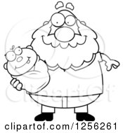 Poster, Art Print Of Black And White Happy Grandpa Holding A Baby