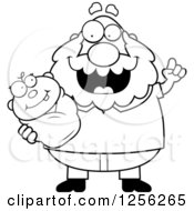 Poster, Art Print Of Black And White Happy Grandpa With An Idea Holding A Baby