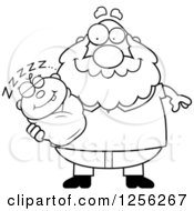 Poster, Art Print Of Black And White Happy Grandpa Holding A Sleeping Baby