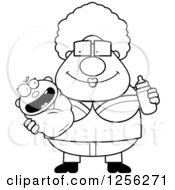 Poster, Art Print Of Black And White Happy Granny Holding A Baby And Bottle