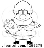 Poster, Art Print Of Black And White Happy Granny Holding A Baby