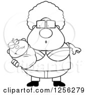 Clipart Of A Black And White Surprised Granny Holding An Evil Baby Royalty Free Vector Illustration