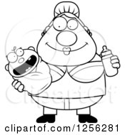 Poster, Art Print Of Black And White Happy Mother Holding A Baby And Bottle