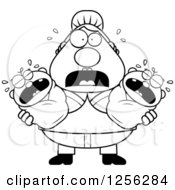 Clipart Of A Black And White Stressed Mother Holding Twin Babies Royalty Free Vector Illustration by Cory Thoman