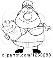 Clipart Of A Black And White Happy Mother Holding A Baby Royalty Free Vector Illustration by Cory Thoman