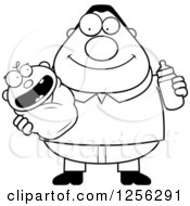 Poster, Art Print Of Black And White Happy Father Holding A Baby And Bottle
