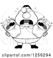 Clipart Of A Black And White Stressed Father Holding Twin Babies Royalty Free Vector Illustration by Cory Thoman