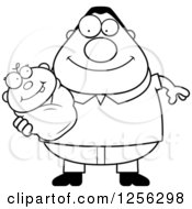 Poster, Art Print Of Black And White Happy Father Holding A Baby