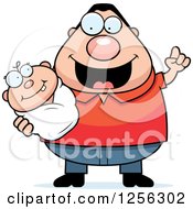 Poster, Art Print Of Happy Caucasian Father With An Idea Holding A Baby