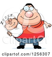 Poster, Art Print Of Happy Caucasian Father Holding A Sleeping Baby