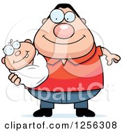 Poster, Art Print Of Happy Caucasian Father Holding A Baby